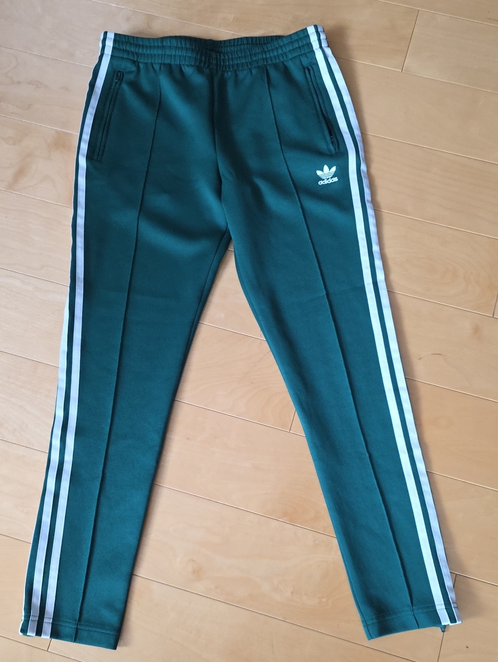adidas Green Track Pants with White Stripes